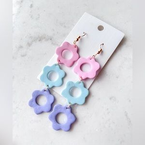 HANDMADE FLOWER COTTON CANDY POLYMER CLAY EARRINGS